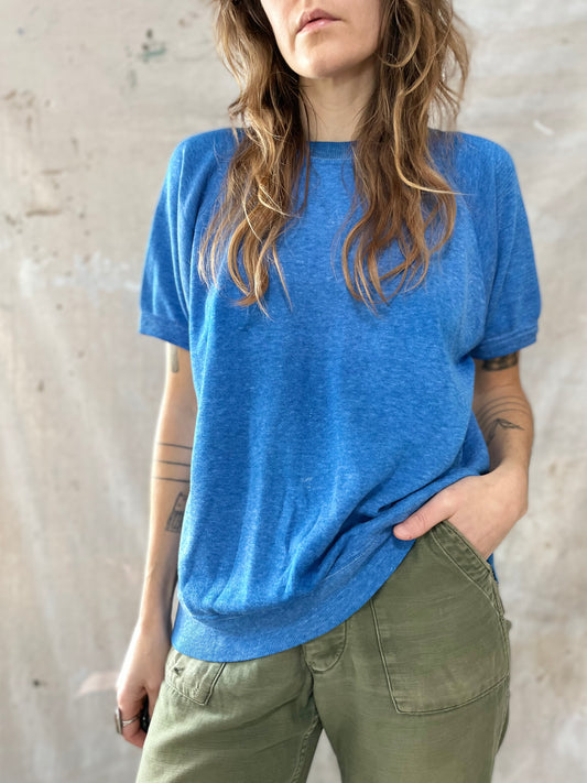 Azure Blue Short Sleeve Sweatshirt