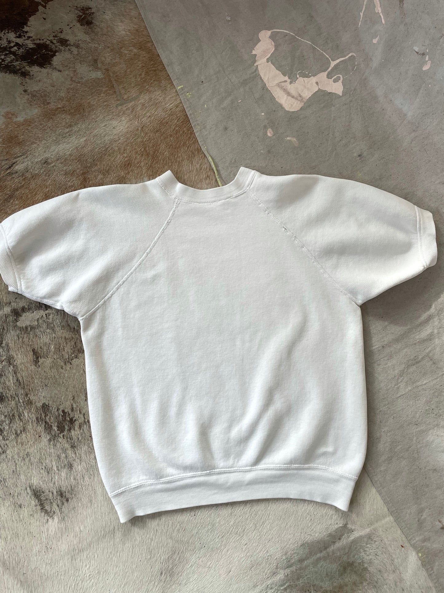 60s/70s Blank White Short Sleeve Sweatshirt