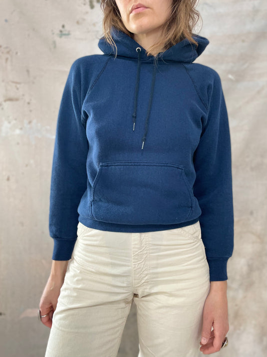 70s Blank Navy Blue Hoodie