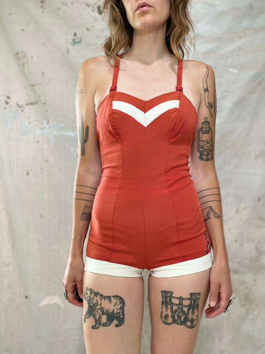 40s/50s Jantzen One Piece Swimsuit Playsuit