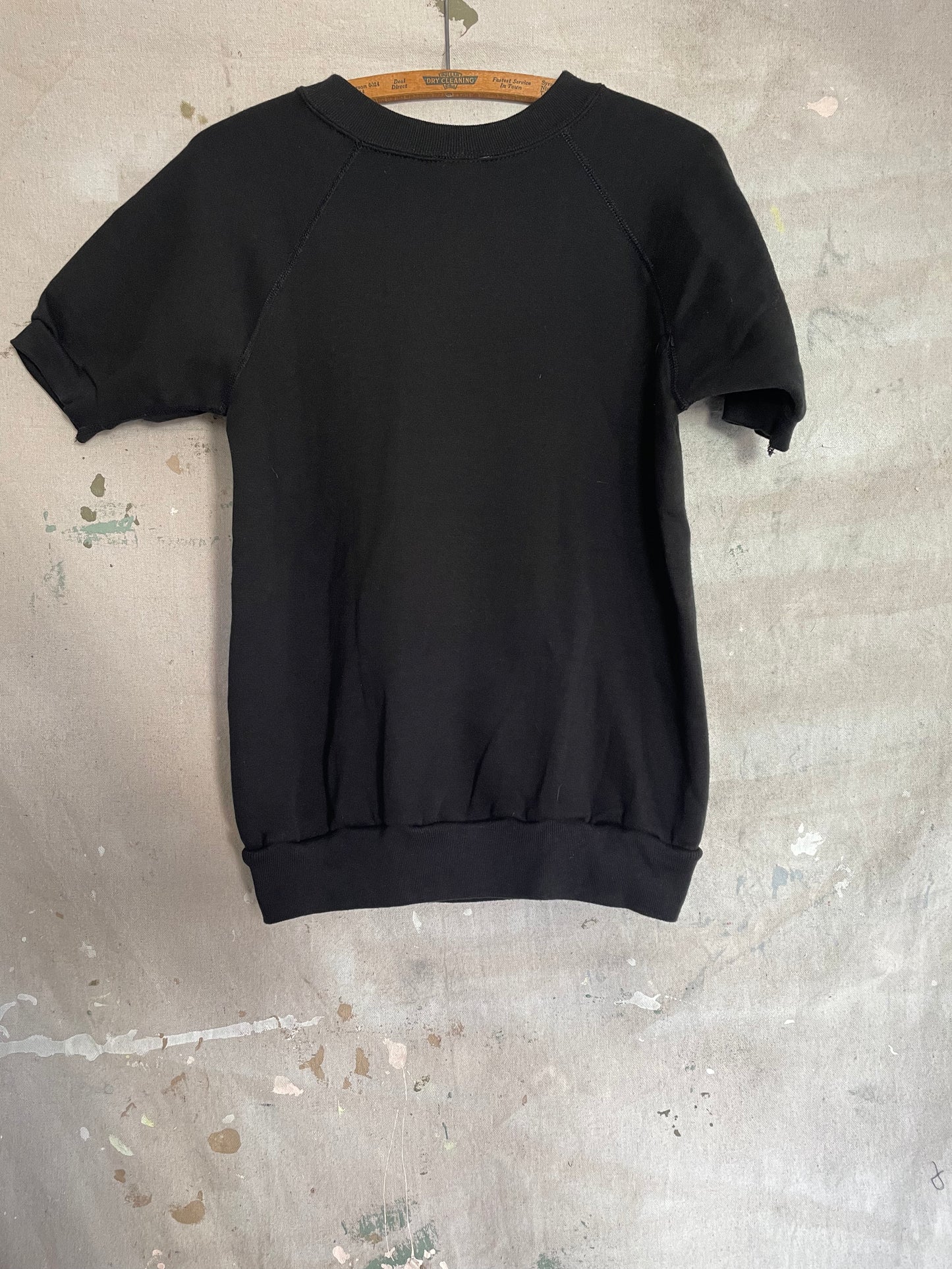 80s Deadstock Blank Black Short Sleeve Sweatshirt