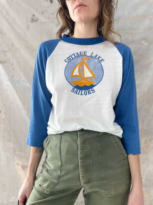 70s Cottage Lake Sailors Baseball Tee