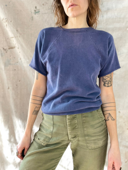 60s Faded Blue Short Sleeve Sweatshirt