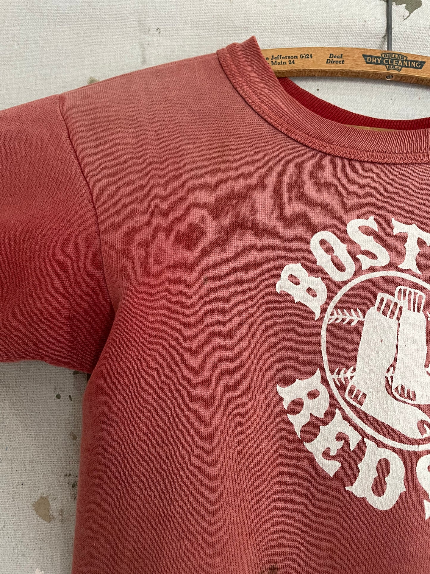 60s Faded Red Boston Red Socks Short Sleeve Sweatshirt