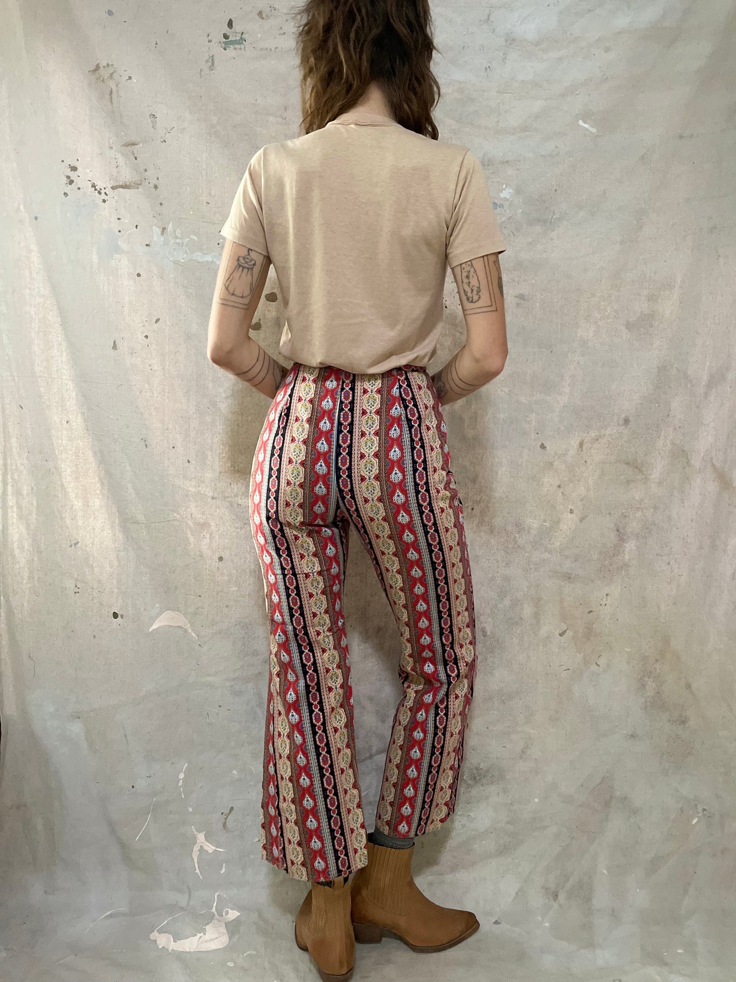 60s/70s Floral Print Paisley Bell Bottoms