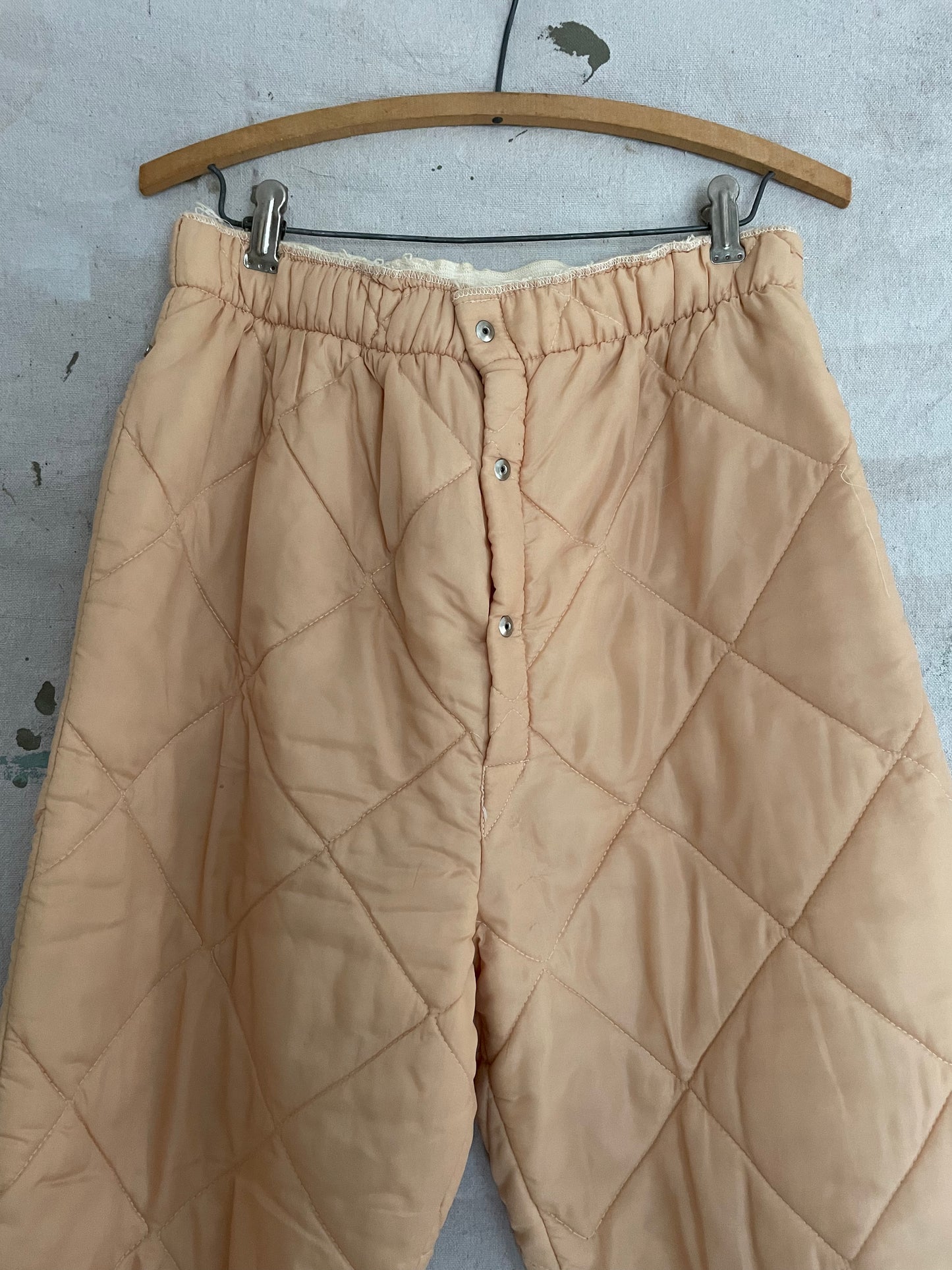80s Peach Quilted Nylon Thermal Joggers
