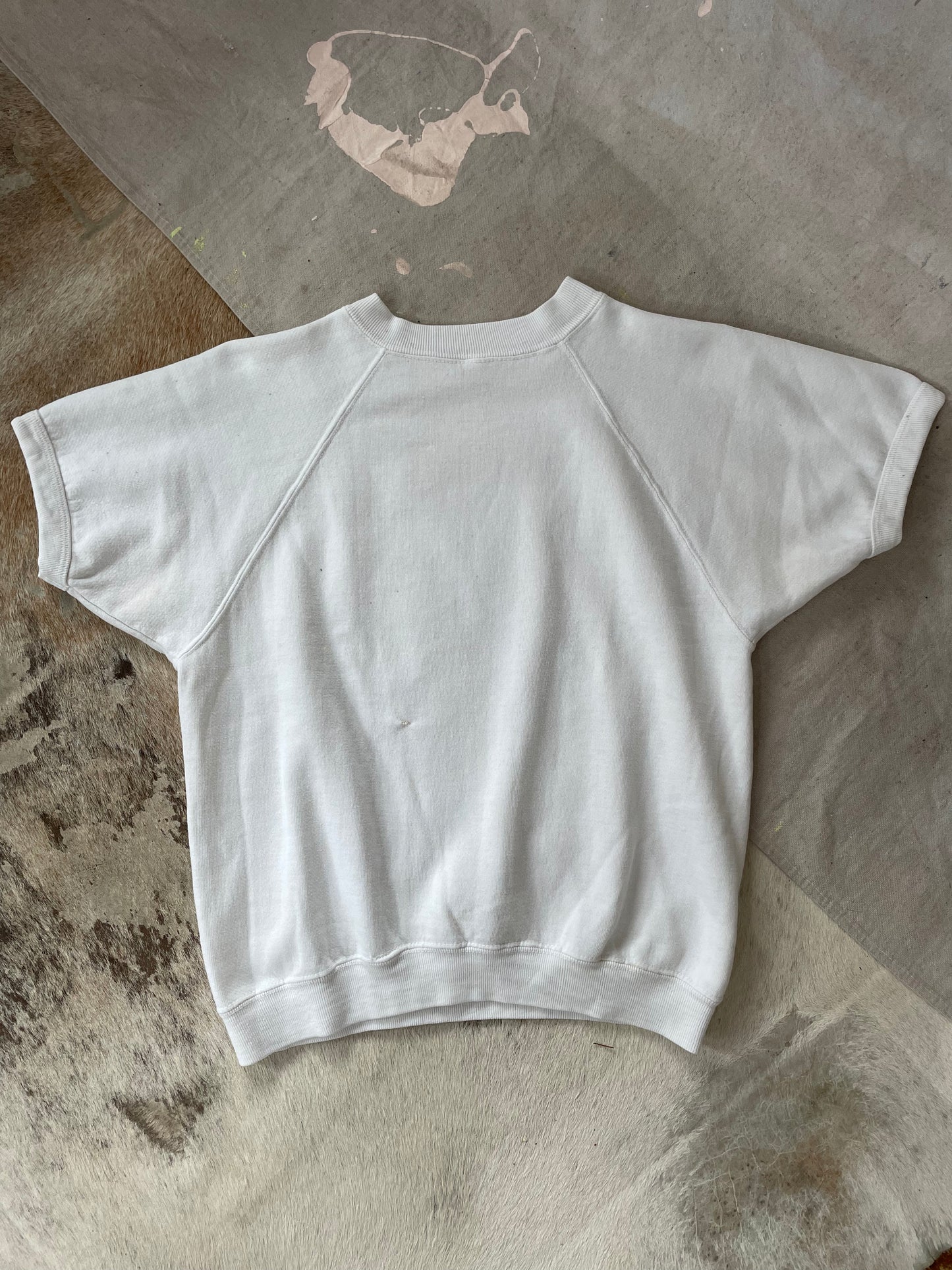 80s Blank White Short Sleeve Sweatshirt