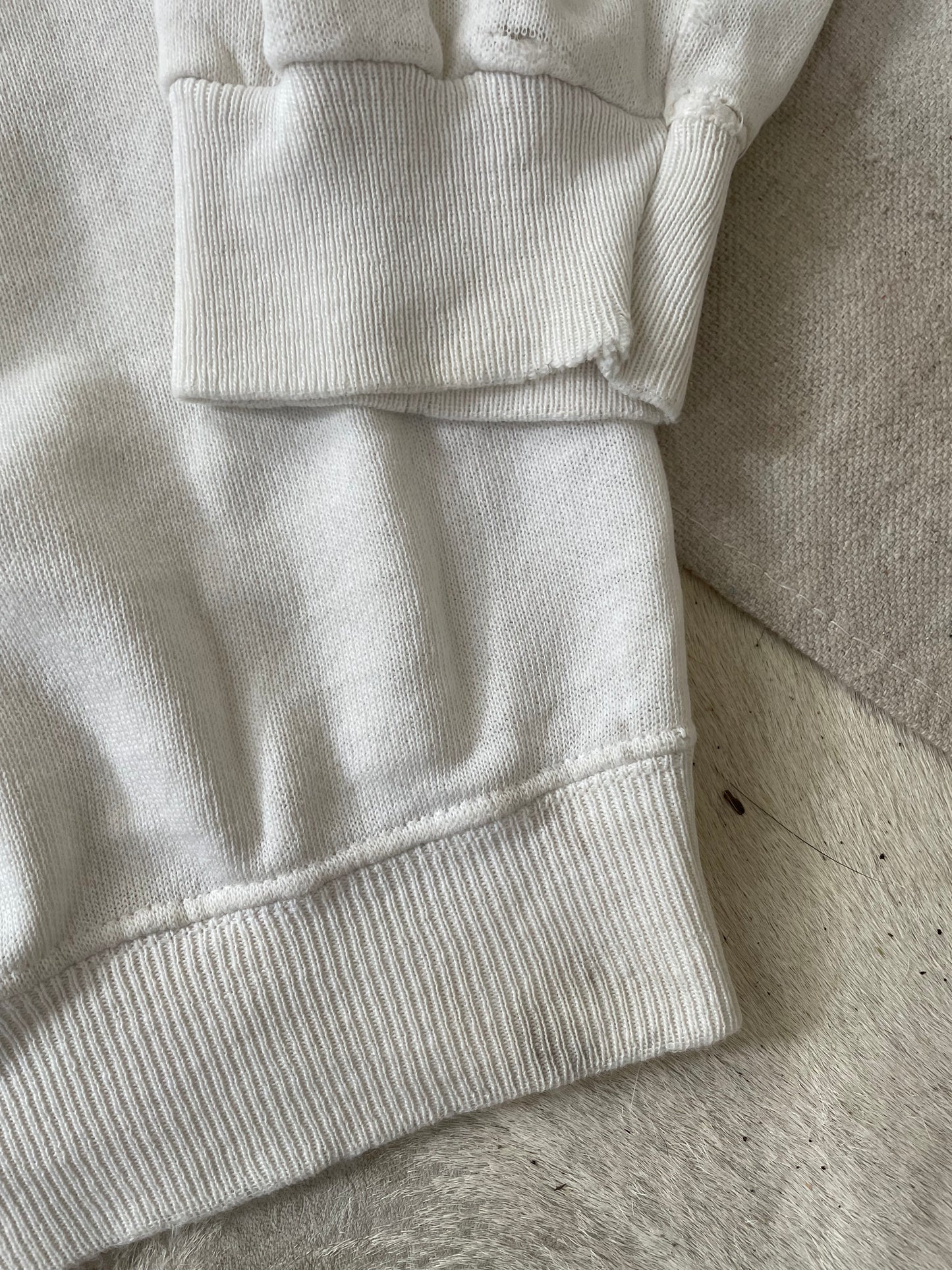 80s Thrashed Paper Thin White Sweatshirt