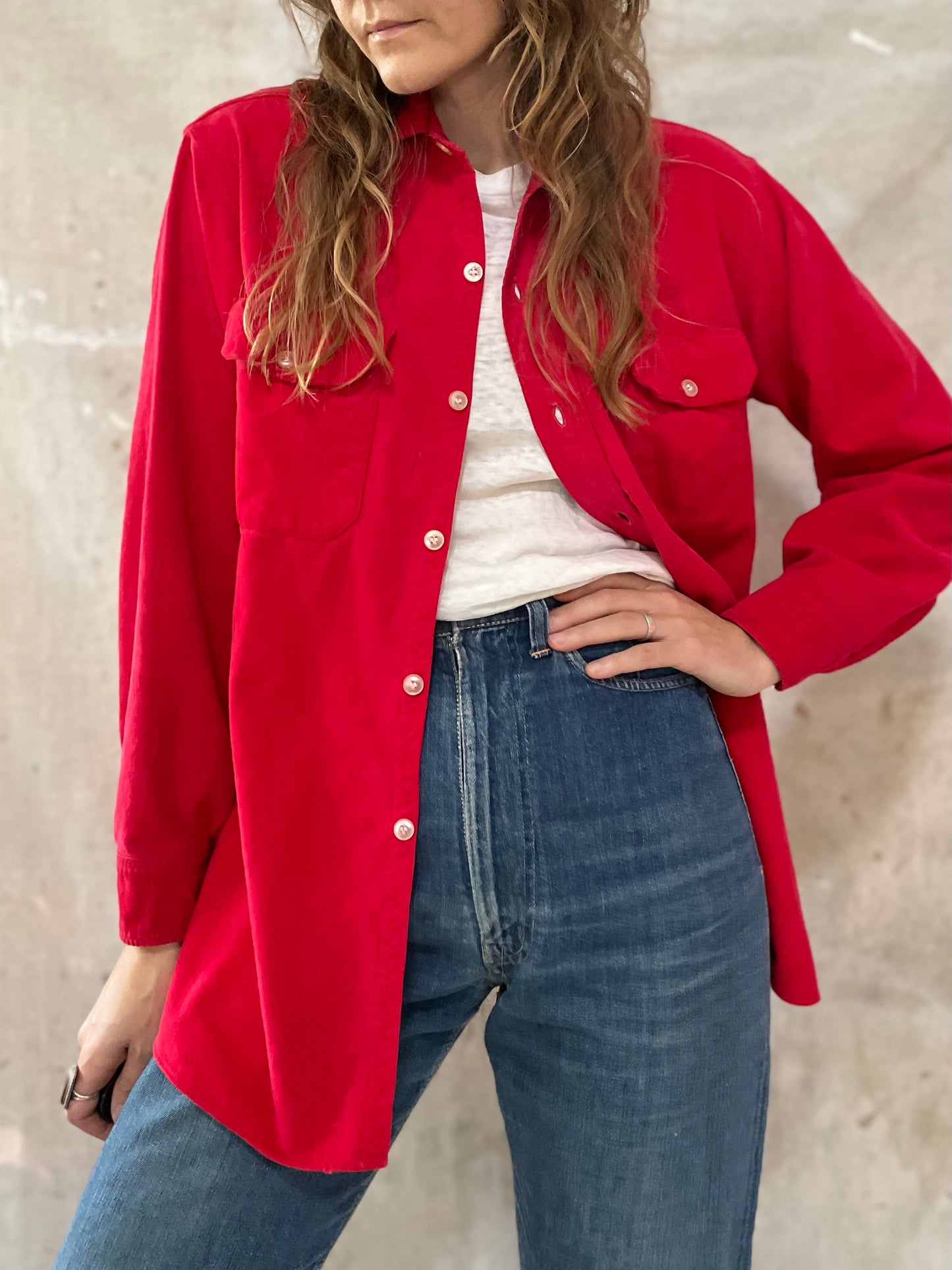 40s/50s Penney’s Red Button Down ⁣Shirt