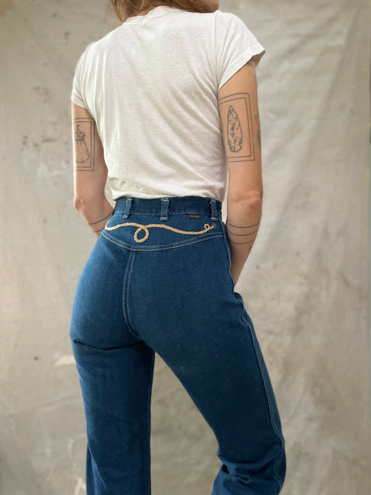 70s Wrangler Rope Embroidered Jeans