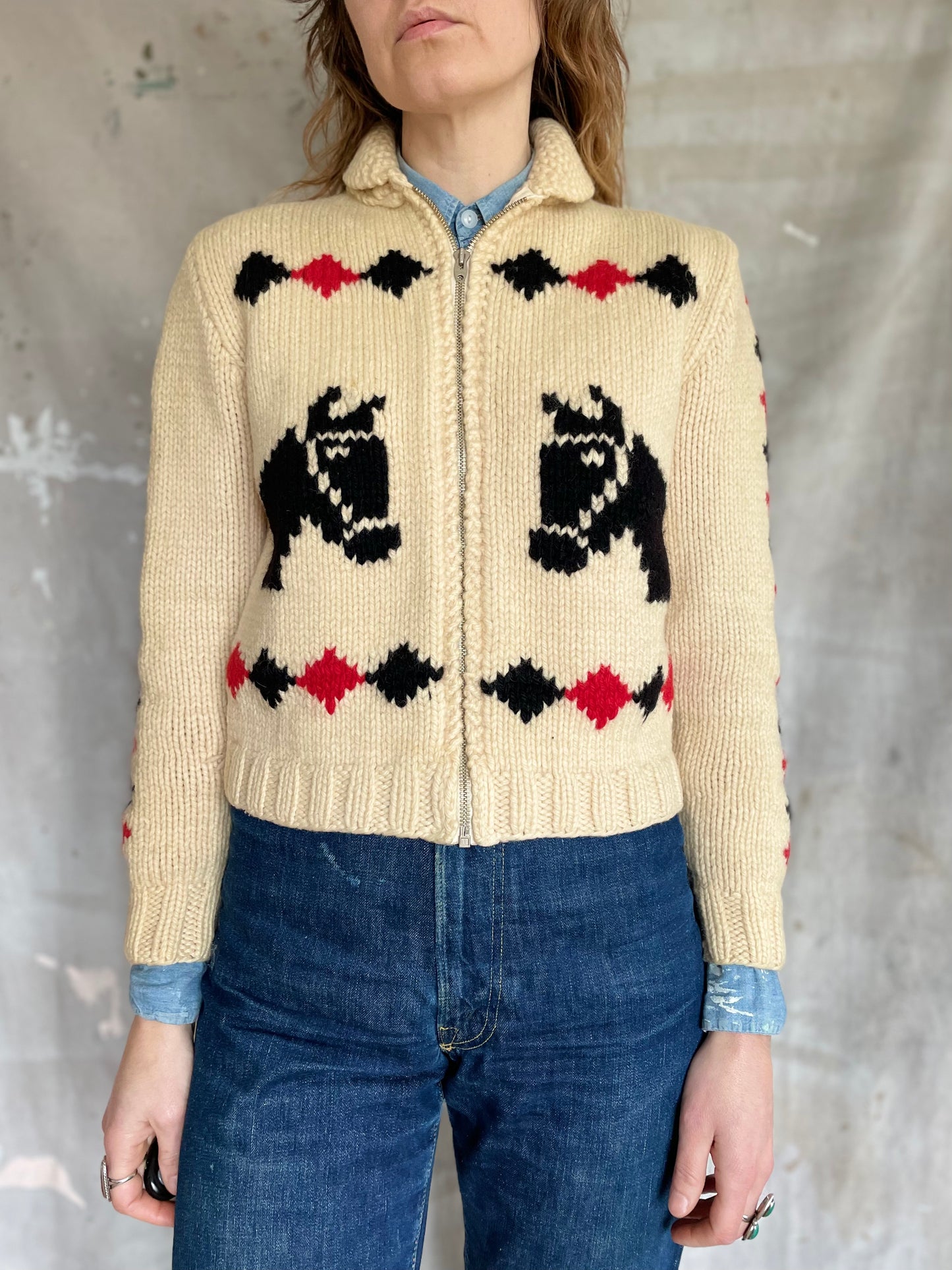 50s Mary Maxim Prairie Prancers Horse Sweater