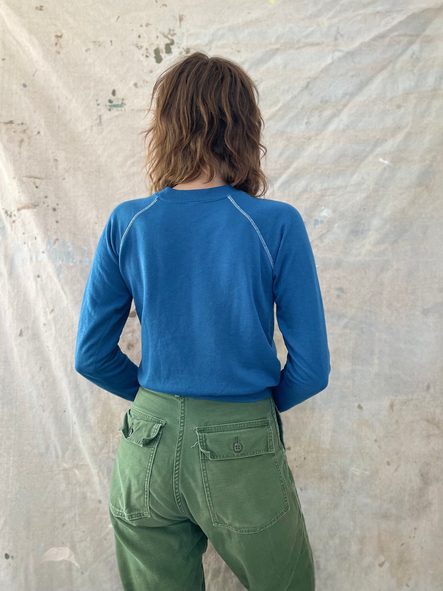 70s Blank Cerulean Blue Sweatshirt