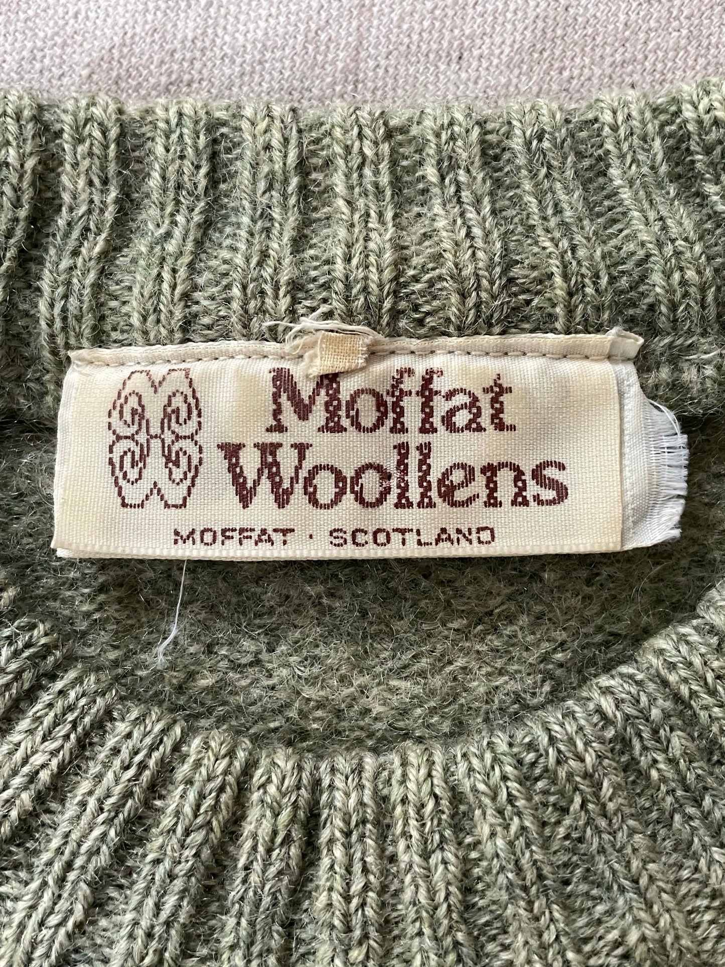 Green and Ivory Scottish Knit Sweater