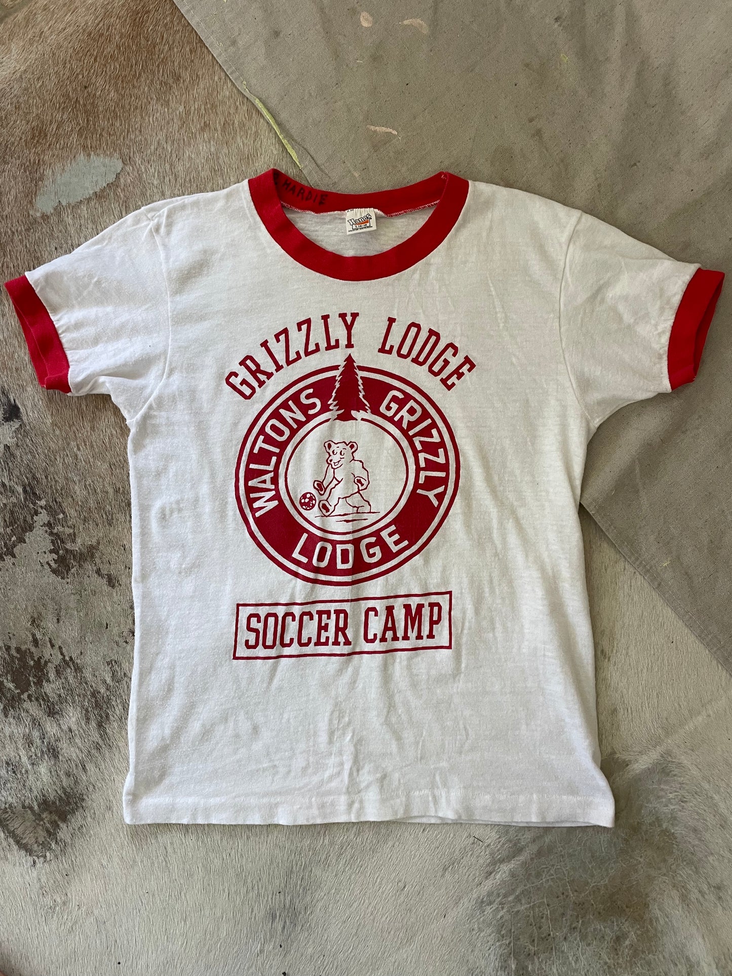 70s Waltons Grizzly Lodge Soccer Camp Ringer Tee