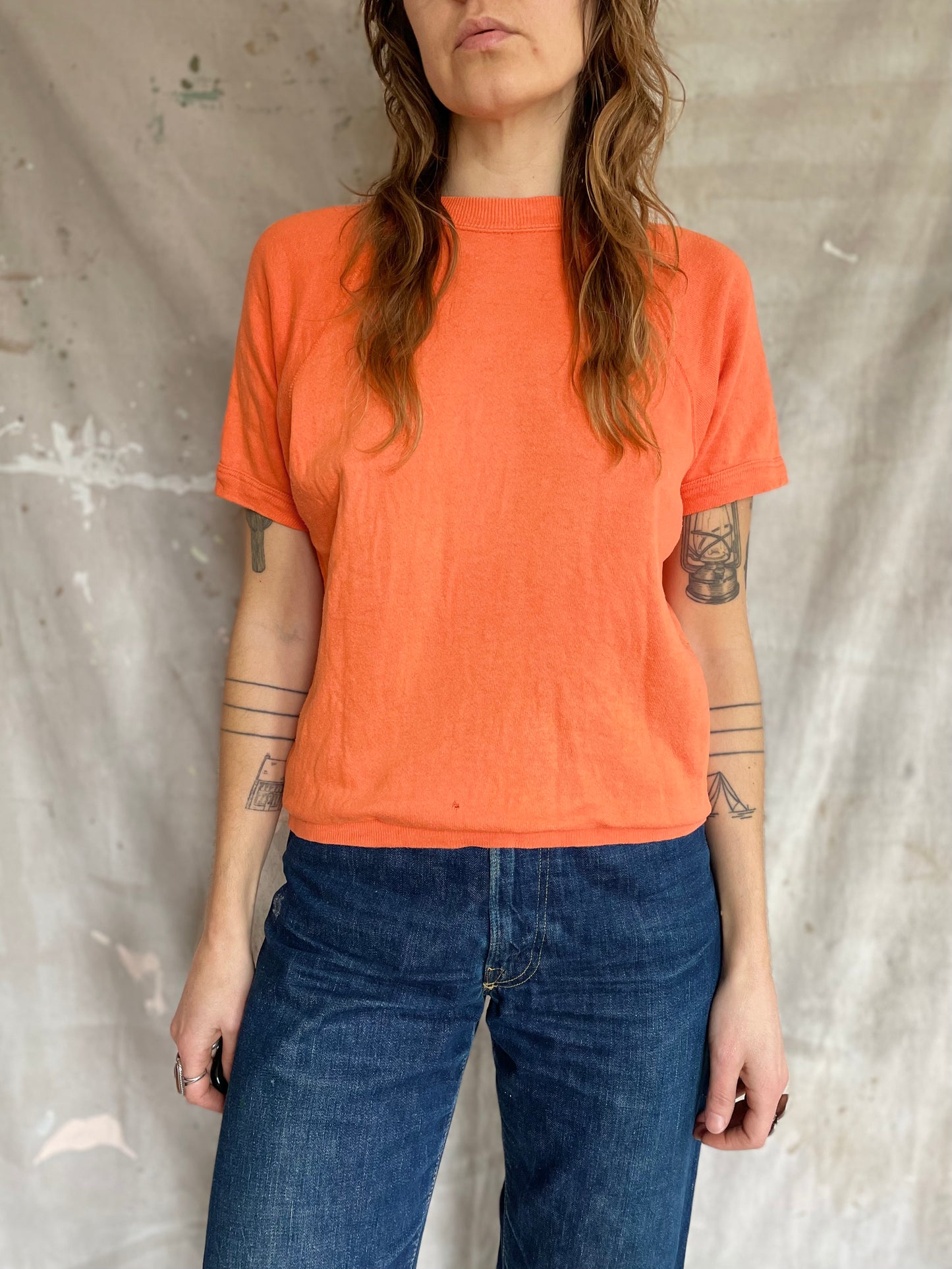 70s/80s Orange Short Sleeve Sweatshirt