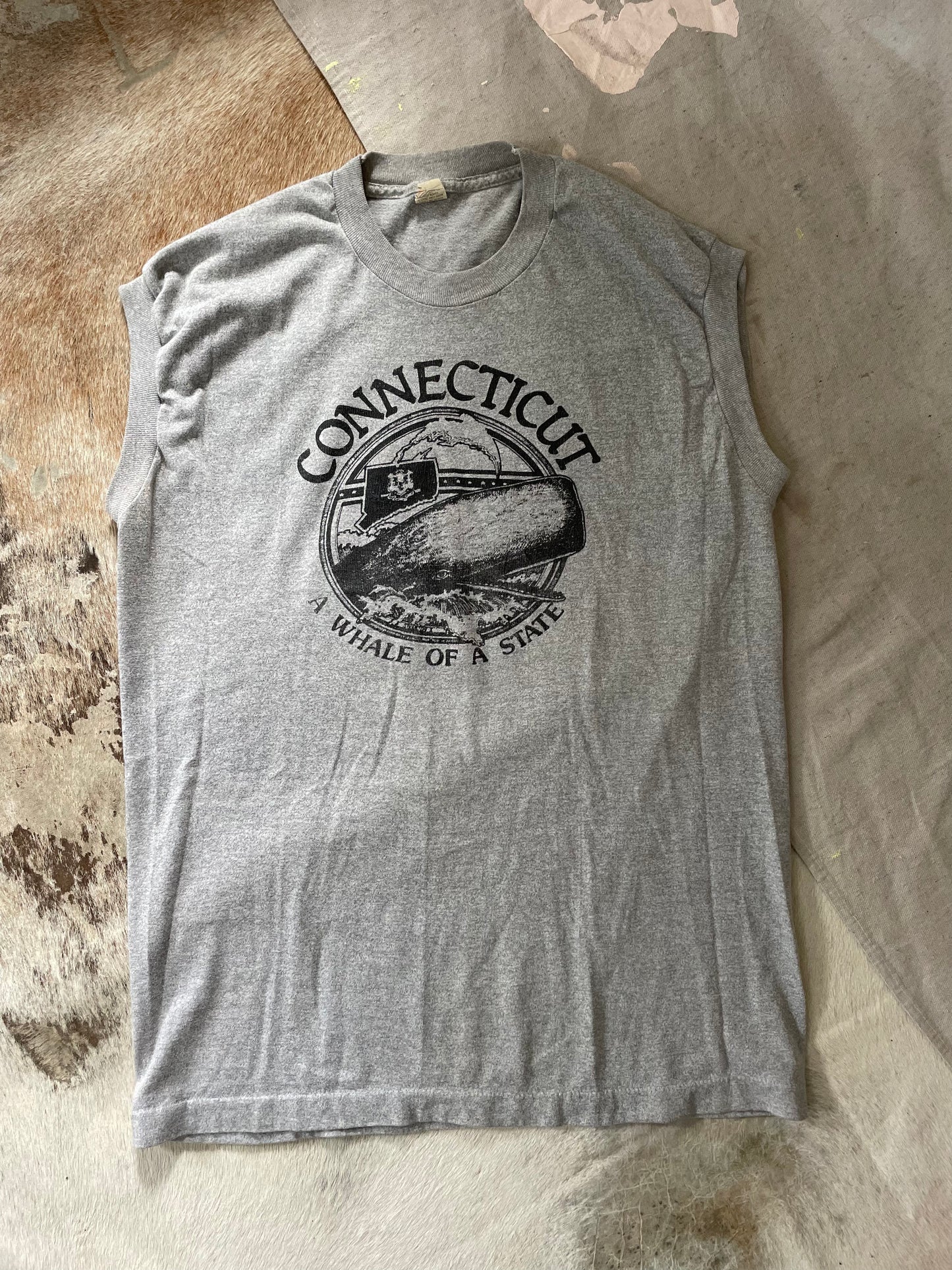 80s Connecticut A Whale Of A State Muscle Tee