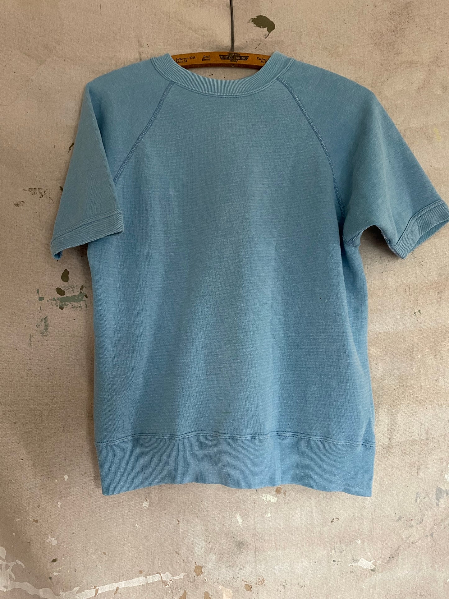 70s Blank Baby Blue Short Sleeve Sweatshirt