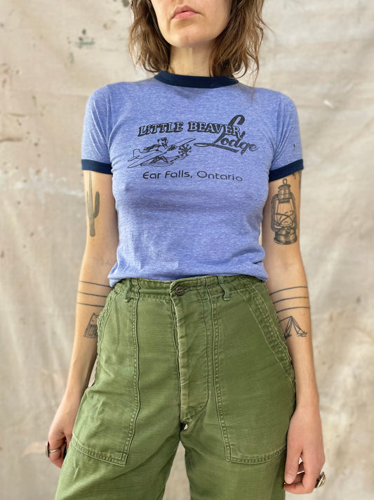 70s/80s Little Beaver Lodge, Ear Falls, Ontario Ringer Tee