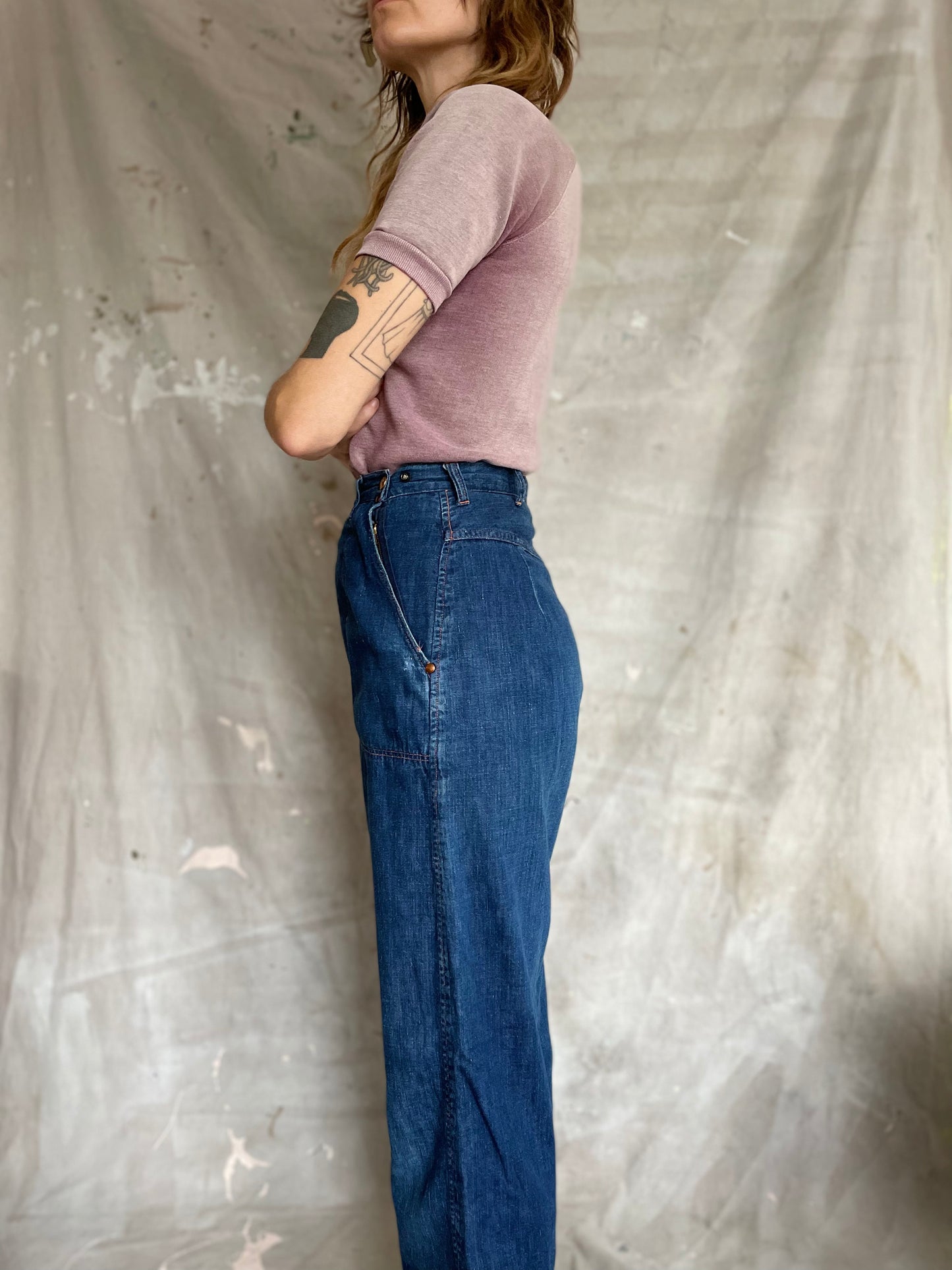 50s Blue Bell Flannel Lined Side Zip Jeans
