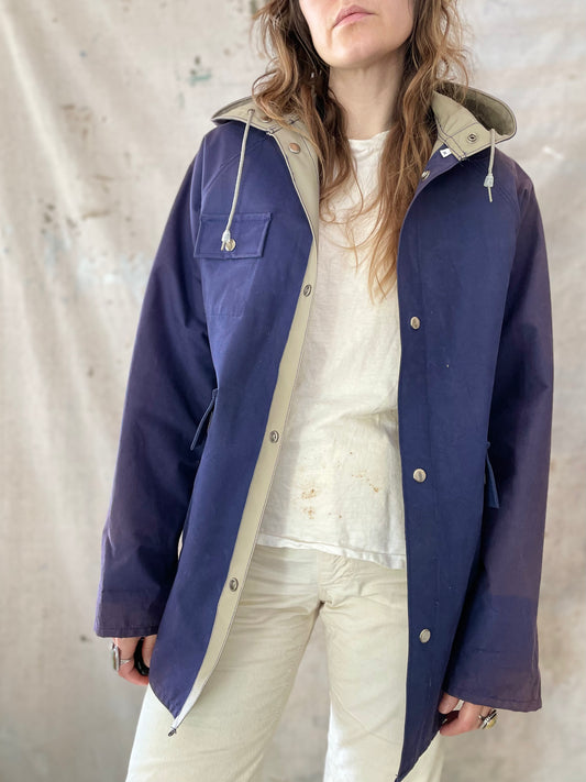 80s Reversible Faded Blue/Tannish Gray Raincoat