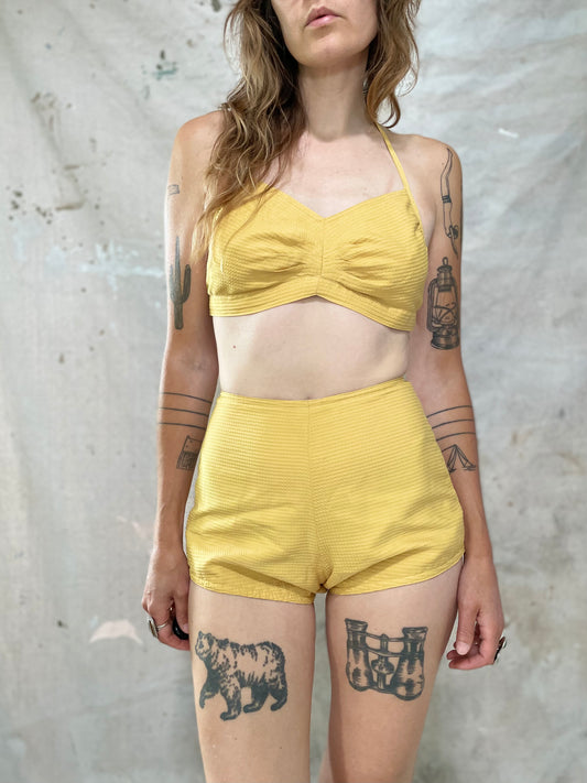 50s/60s Mustard Playsuit