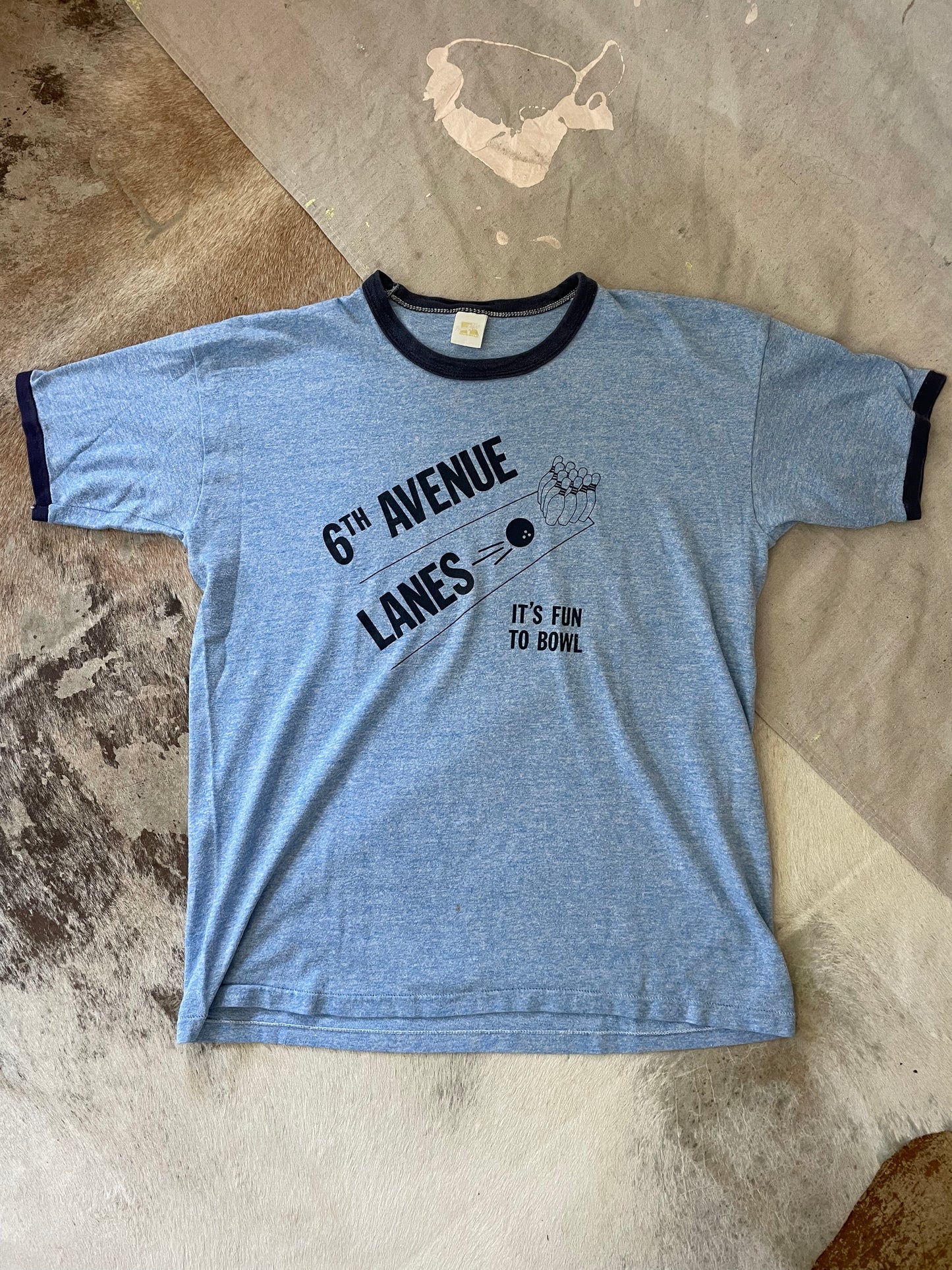 70s/80s 6th Avenue Lanes, It’s Fun To Bowl Ringer Tee