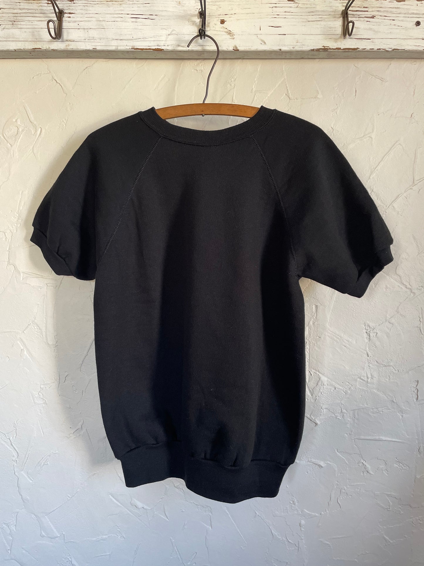 80s Deadstock Blank Black Short Sleeve Sweatshirt