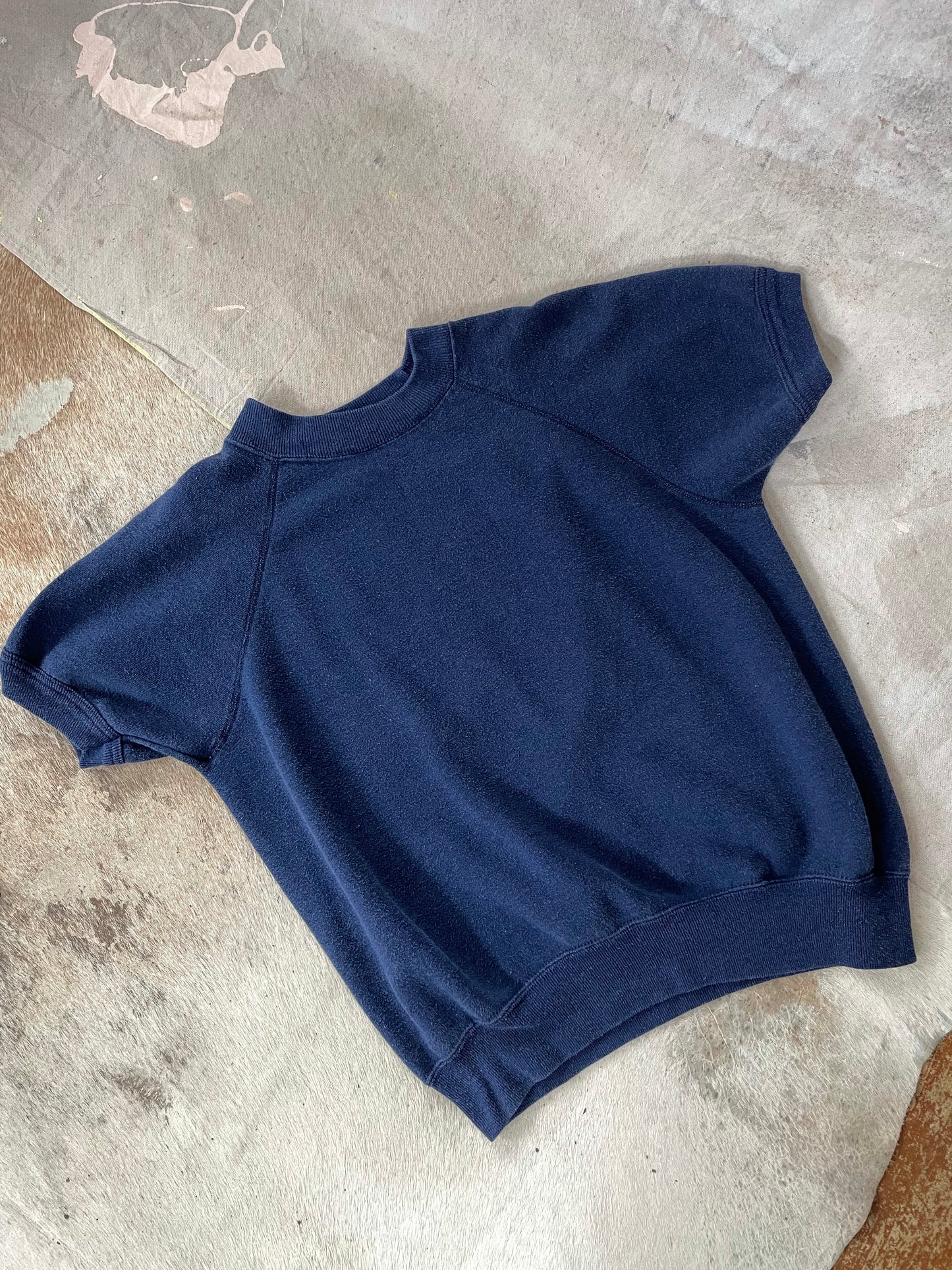 Navy Blue Short Sleeve Sweatshirt