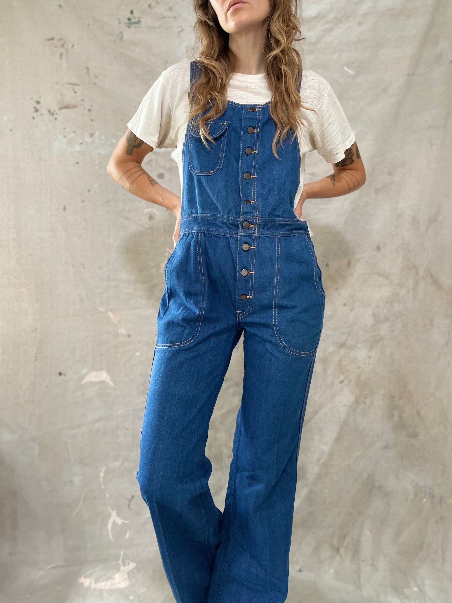 70s Deadstock Moods Low Back Button Front Overalls