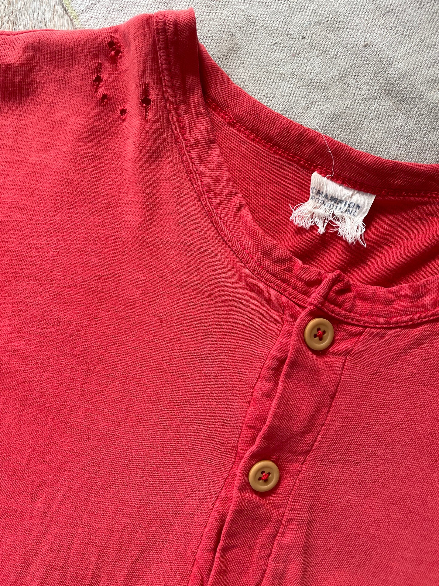 60s Champion Pale Red Henley Tee