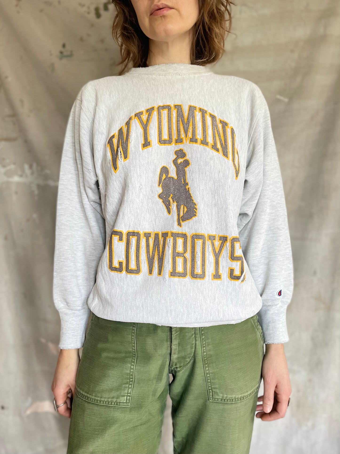 80s Wyoming Cowboys Champion Reverse Weave Sweatshirt
