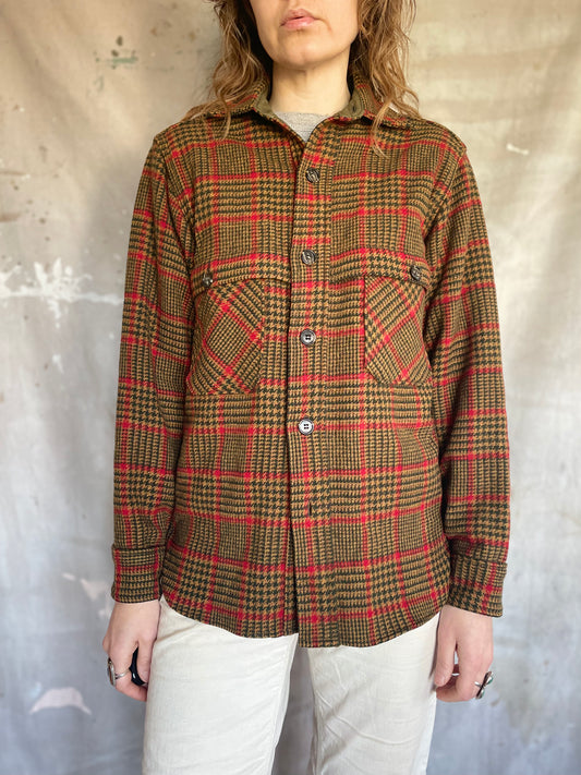 80s Houndstooth Plaid Woolrich Shirt Jacket