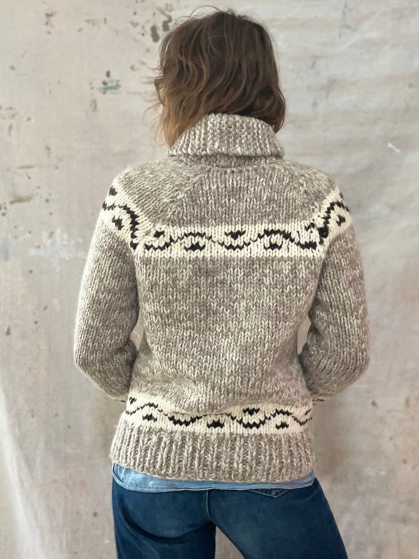 Hand Knit Cowichan Style Sweater Brown