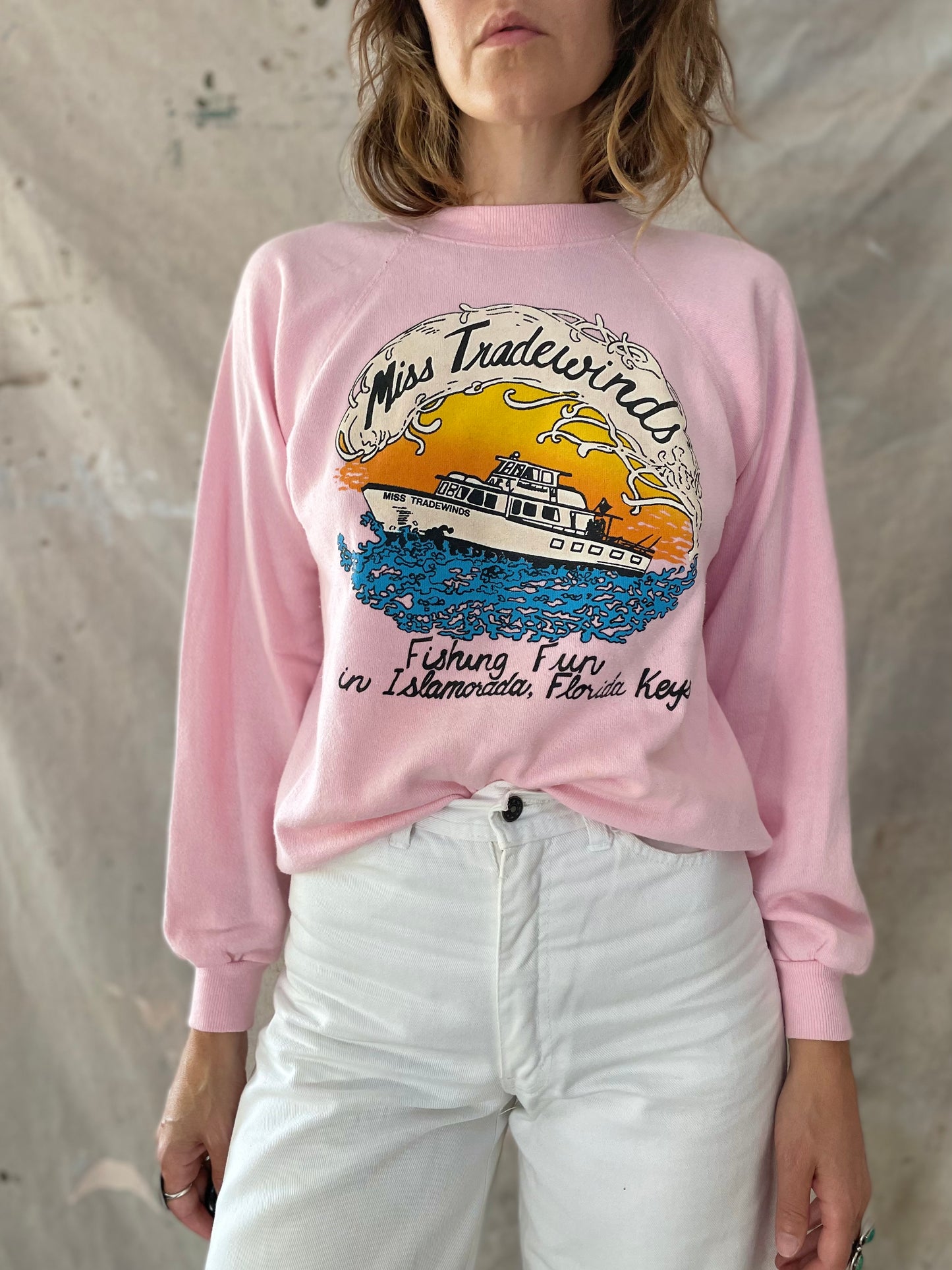 80s Miss Tradewinds Fishing Fun, Islamorada, Florida Keys Sweatshirt