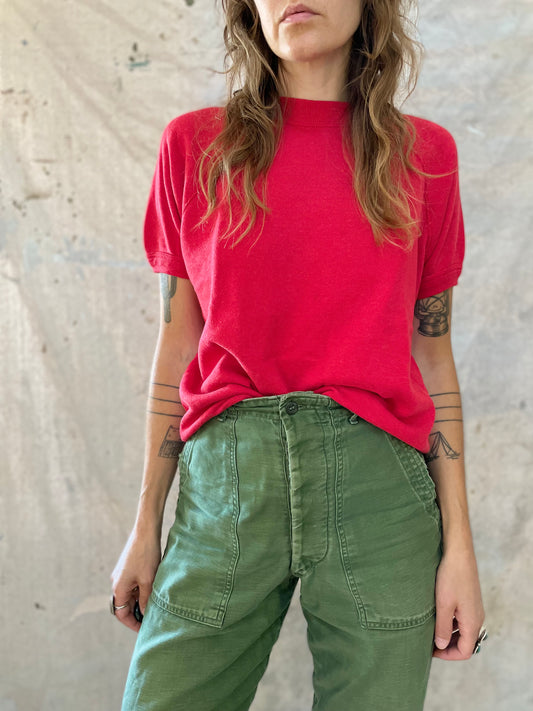 70s Blank Red Short Sleeve Sweatshirt