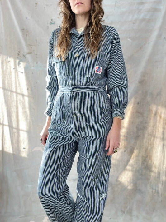 50s Blue Top Sanforized Hickory Stripe Coveralls