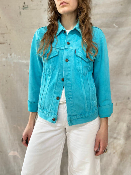 80s/90s Bright Aqua Levi’s Trucker Jacket