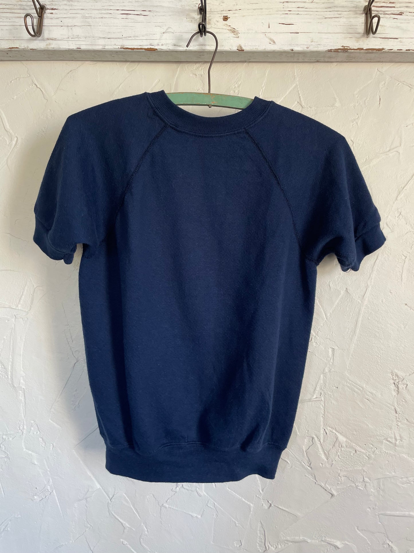 80s Blank Navy Blue Short Sleeve Sweatshirt