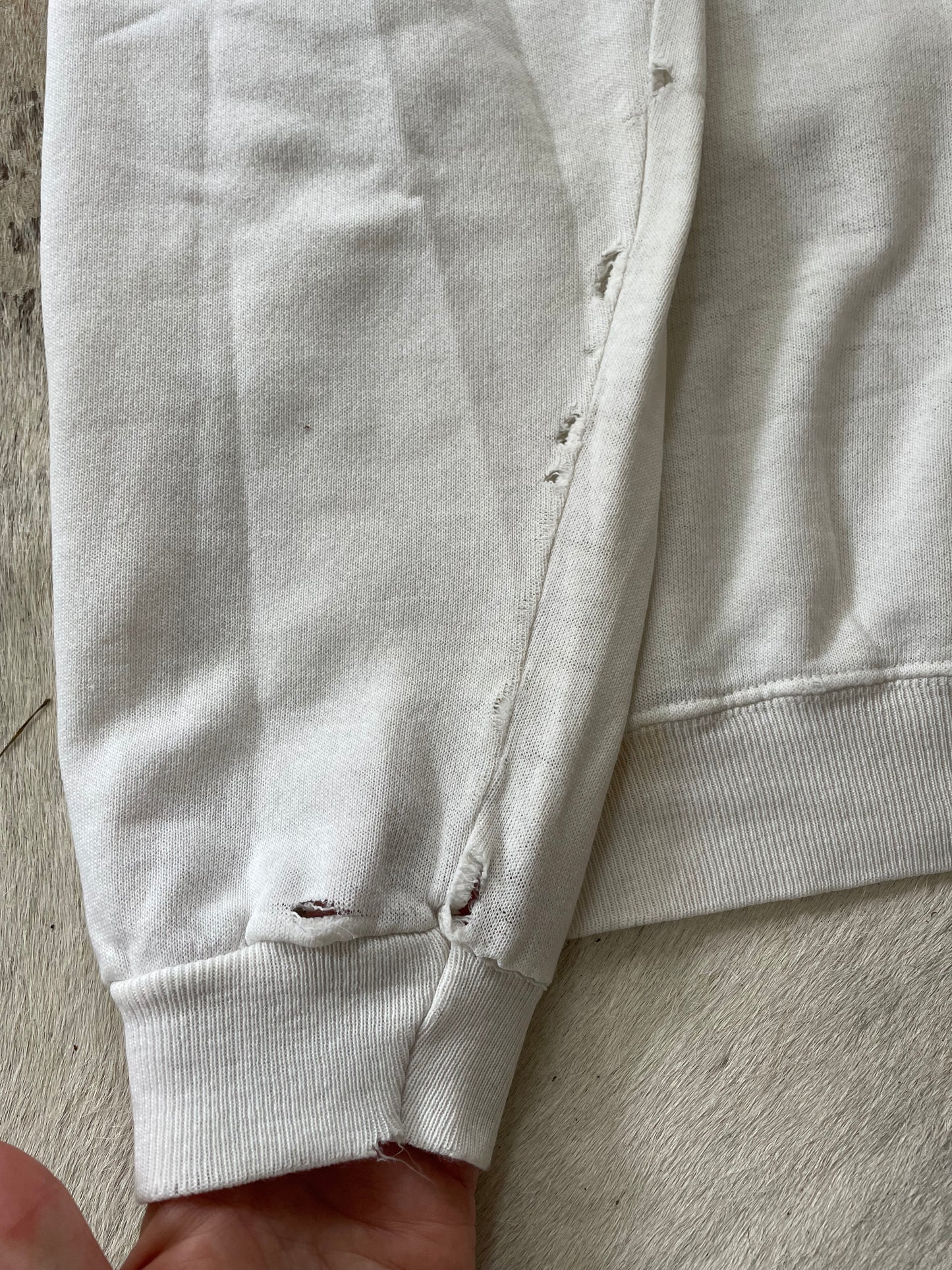 80s Thrashed Paper Thin White Sweatshirt