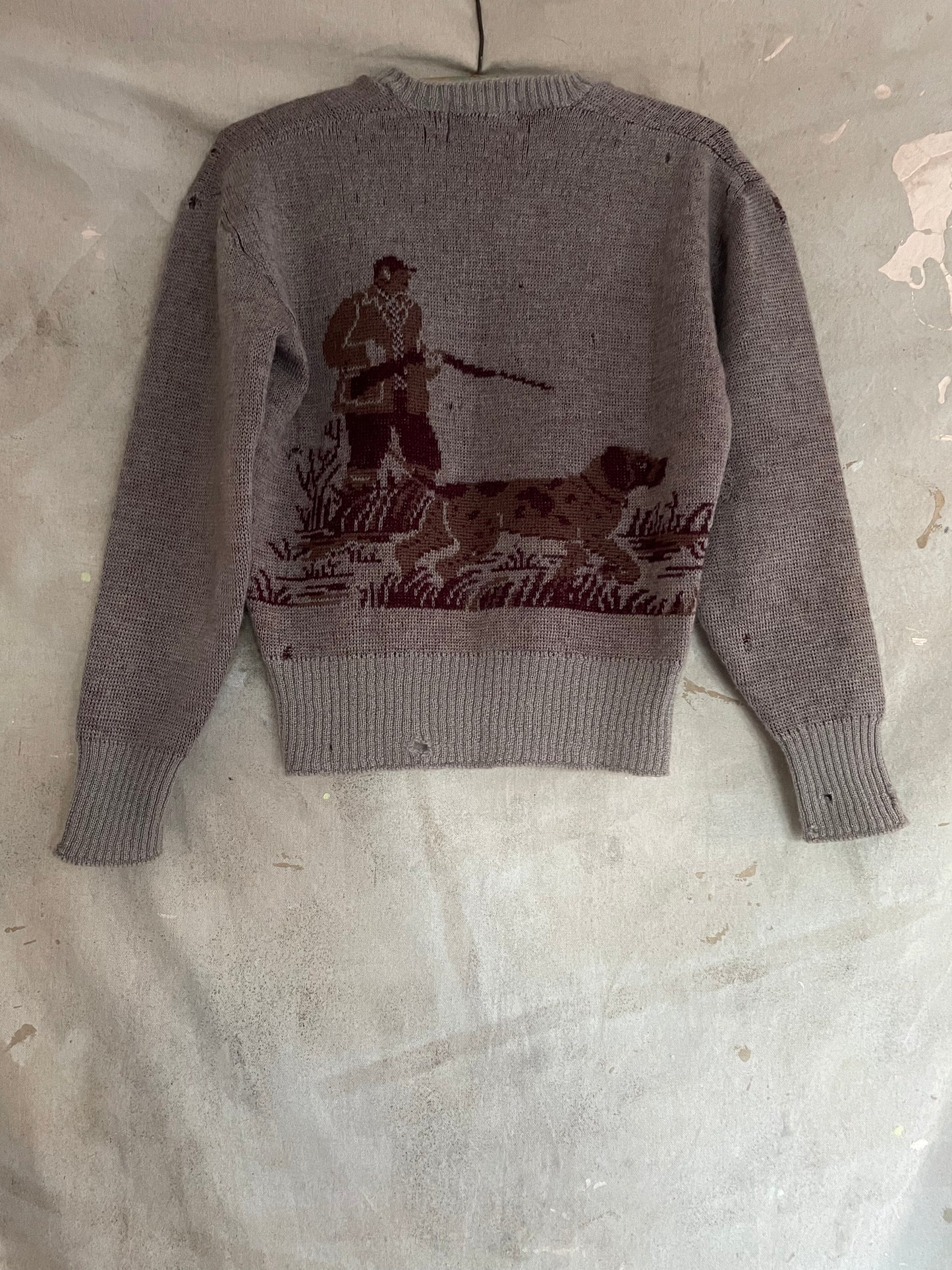 40s Lamb Knit Hunter Novelty Sweater