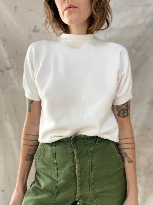 60s/70s Blank White Short Sleeve Sweatshirt