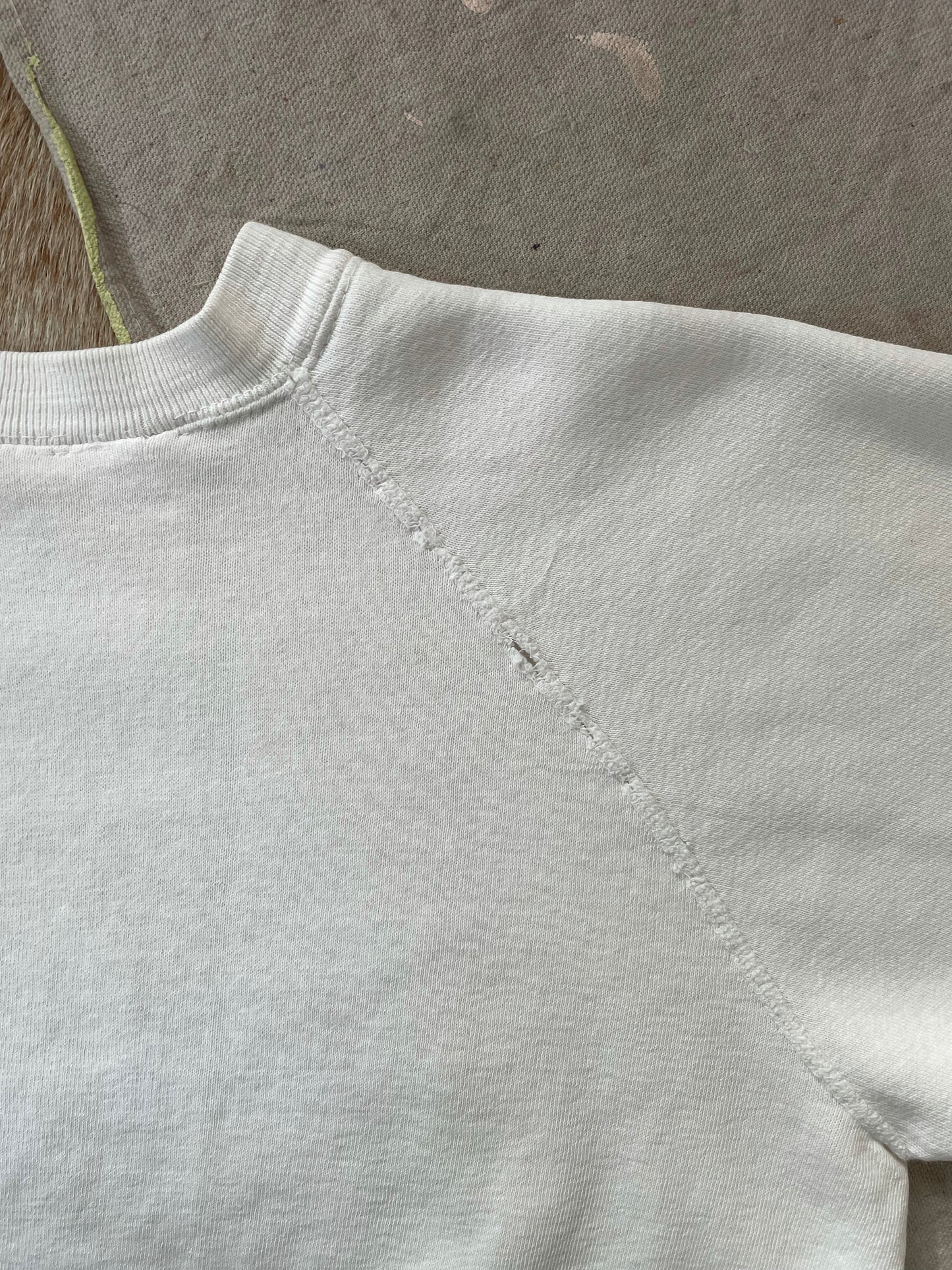 60s/70s Blank White Short Sleeve Sweatshirt