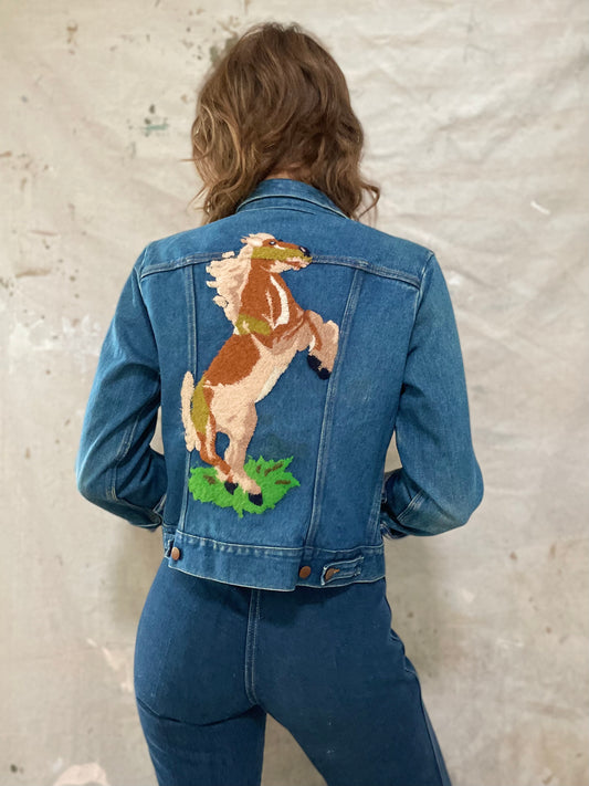 80s Wrangler Horse Embroidered Jean Jacket