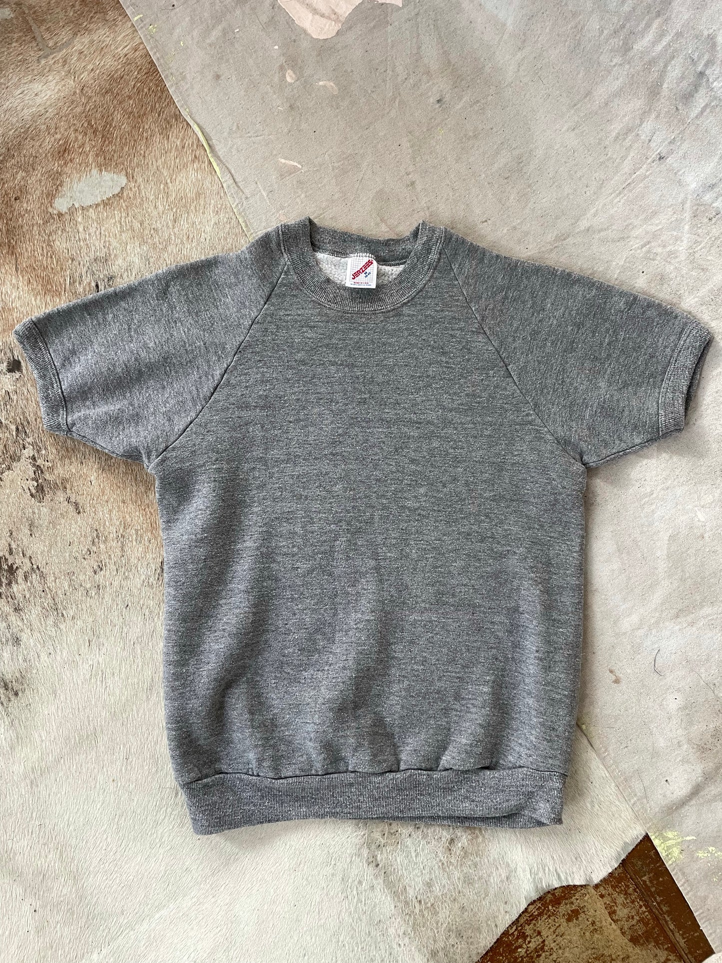 80s Blank Grey Short Sleeve Sweatshirt