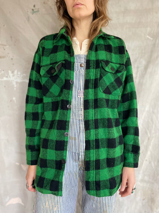 50s/60s Buffalo Plaid Chill Chaser By Blue Top Wool Shirt