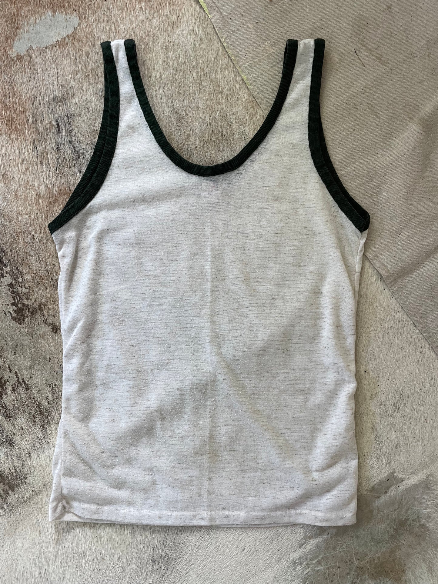 70s/80s Oatmeal and Evergreen Tank Top