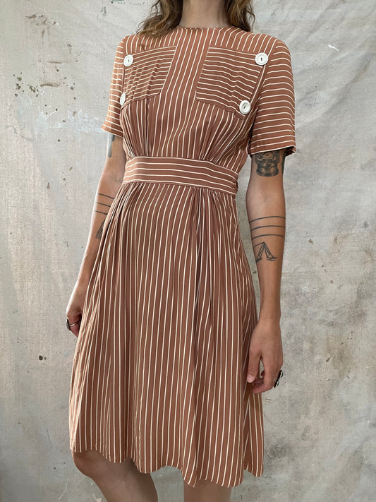 50s Striped Rayon Dress