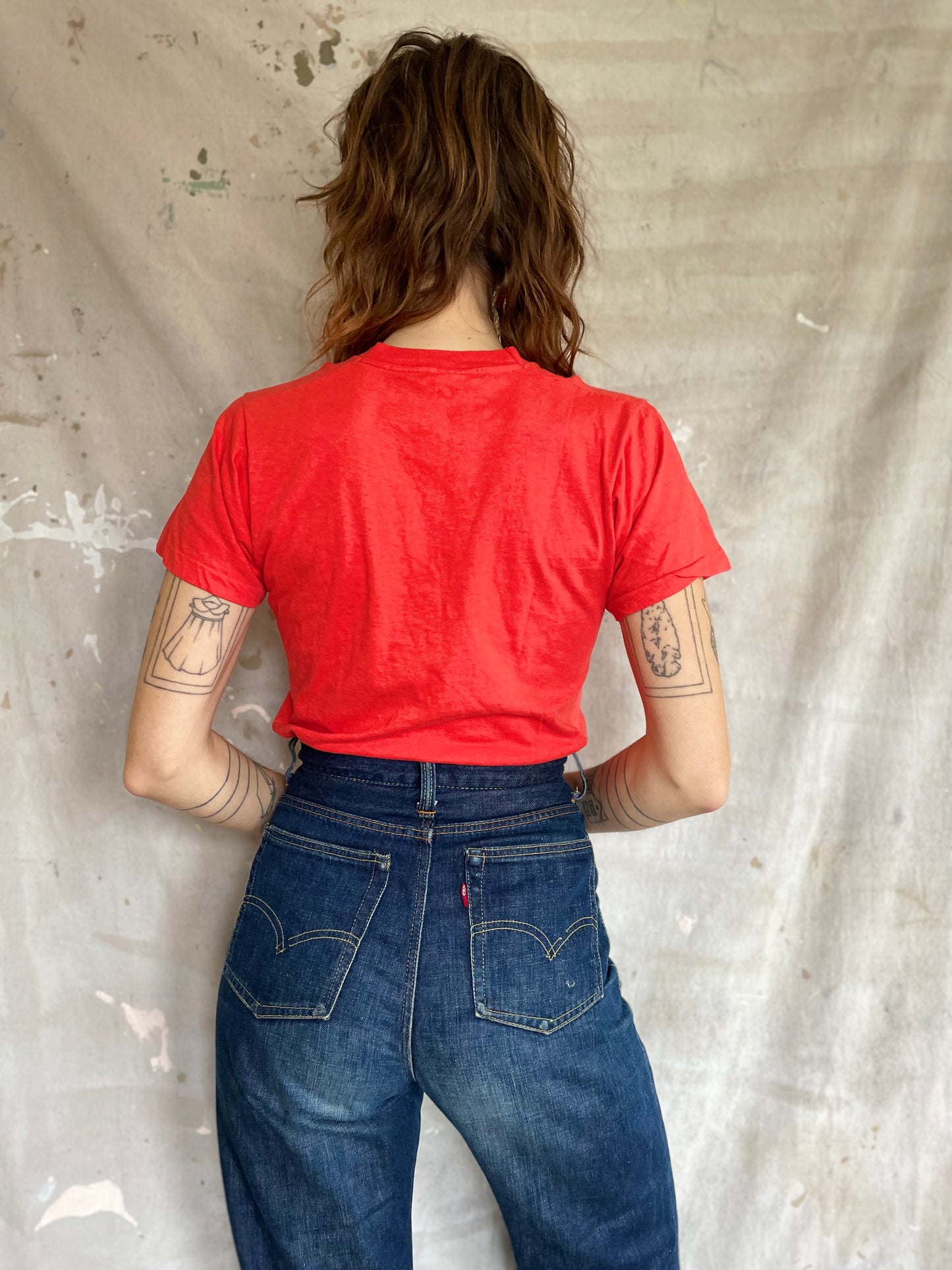 80s Bright Red Pocket Tee