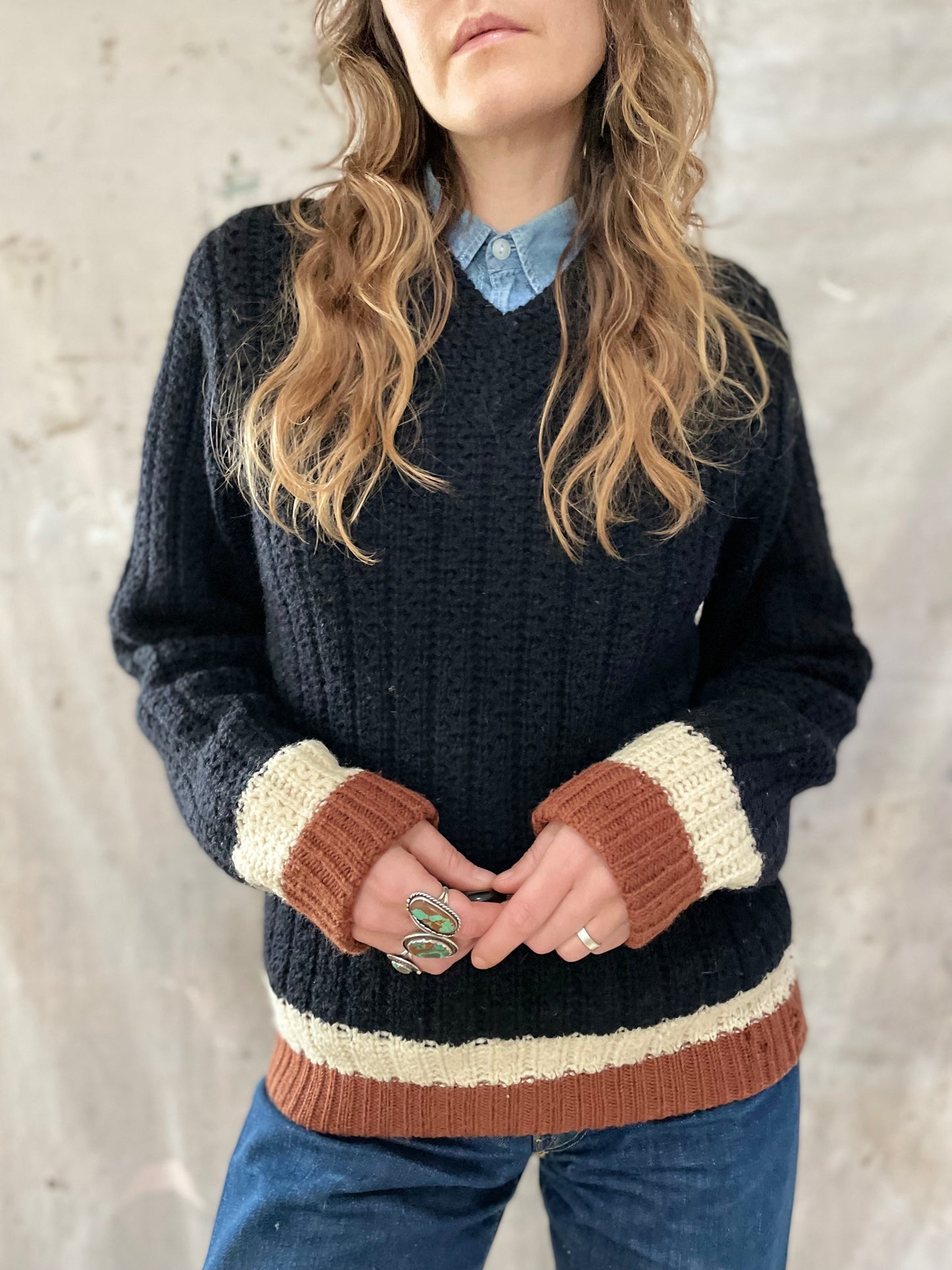 Black, Brown & Ivory Jantzen Pullover Sweater