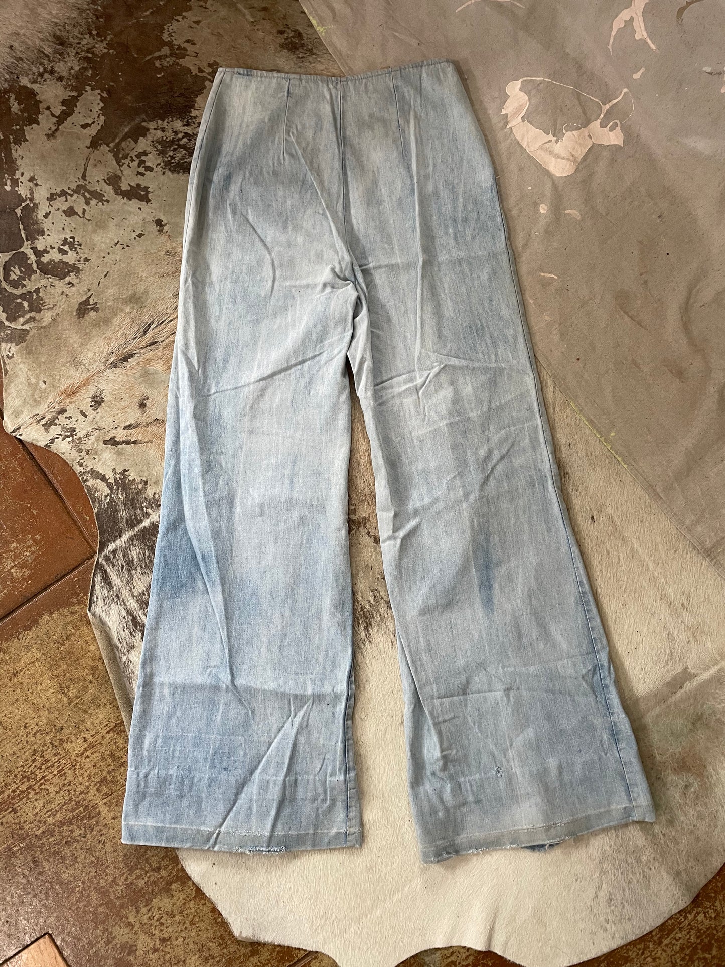 70s Double Zipper Wide Leg Jeans